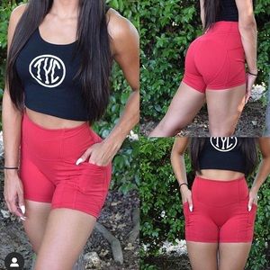 Tyc red high waist shorts